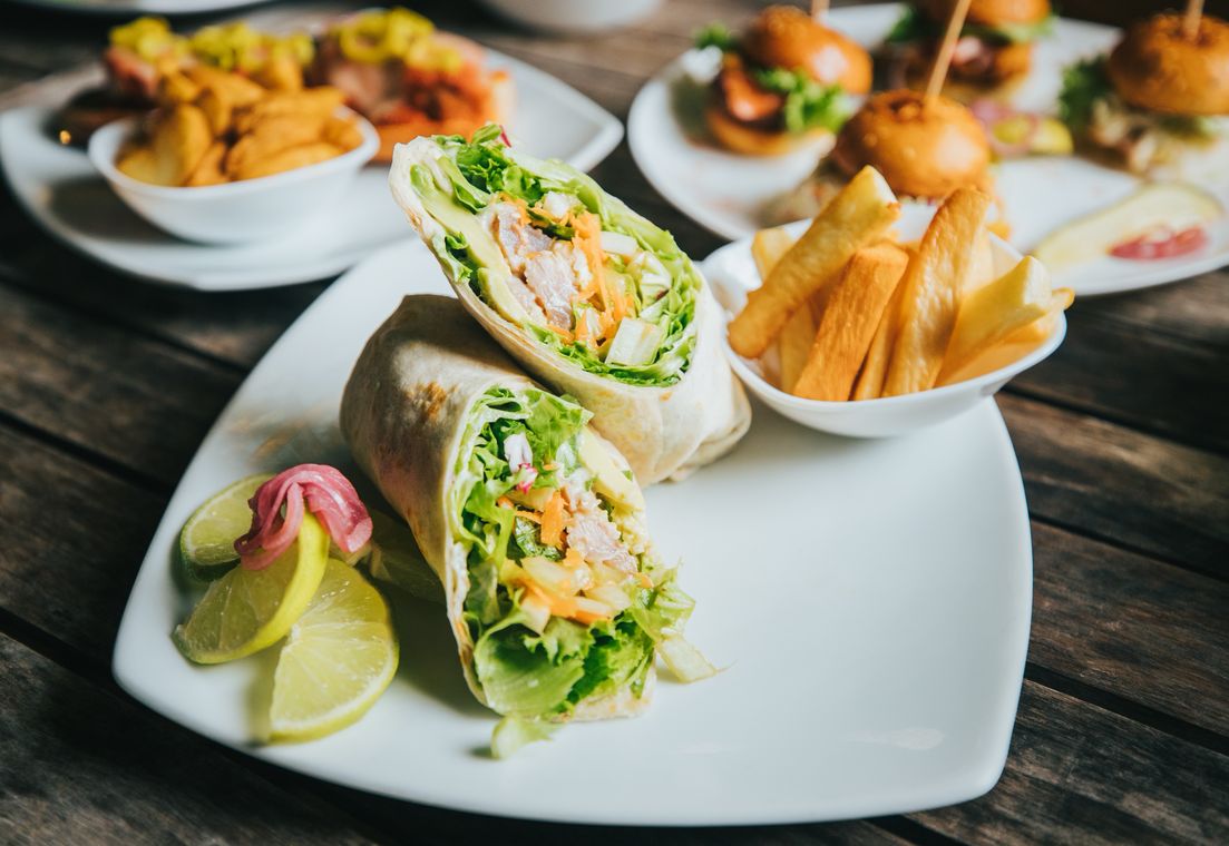 Mahi wraps with yuca fries